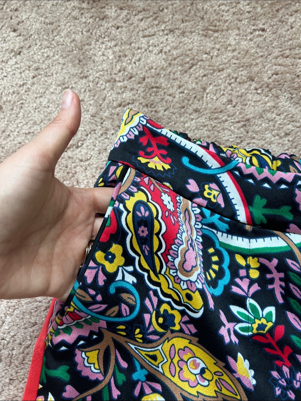 NWOT Boden Ludlow Multicolor Paisley Pants with Red Side Stripe - Picture 3 of 9